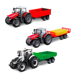 BBURAGO - Farm Tractors with Trailer Motorized 10 cm Die-Cast Metal - Play Vehicles
