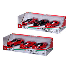 BBurago - Race Play Ferrari 3 Auto Geschenkset 143 Die Cast Spielzeuge