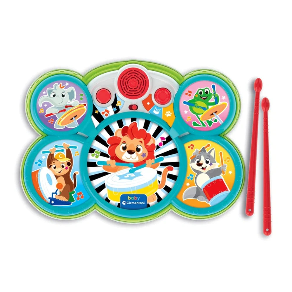 Baby Clementoni - Drumset Animals - Musikinstrumente - 9M - CLM17976