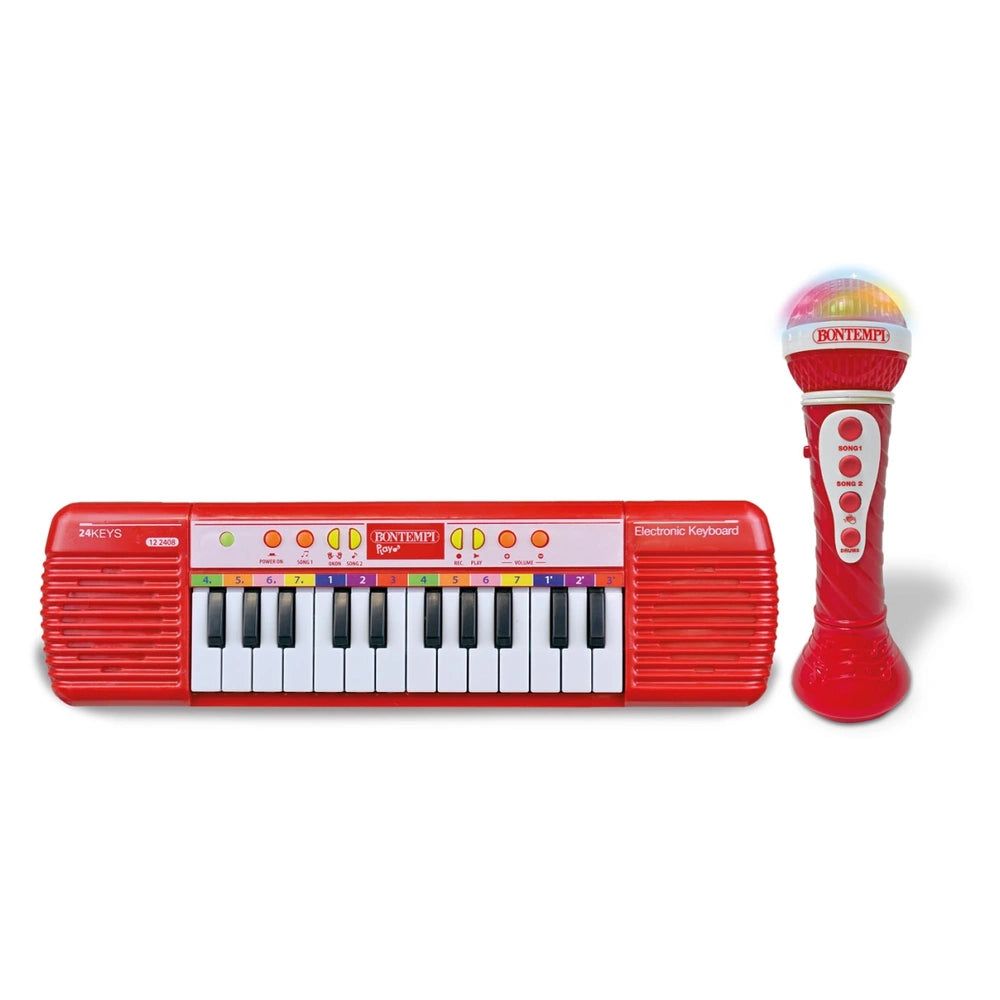 Bontempi - 24-Tasten E-Piano mit Mikrofon - Lernspielzeug - 3+ Jahre