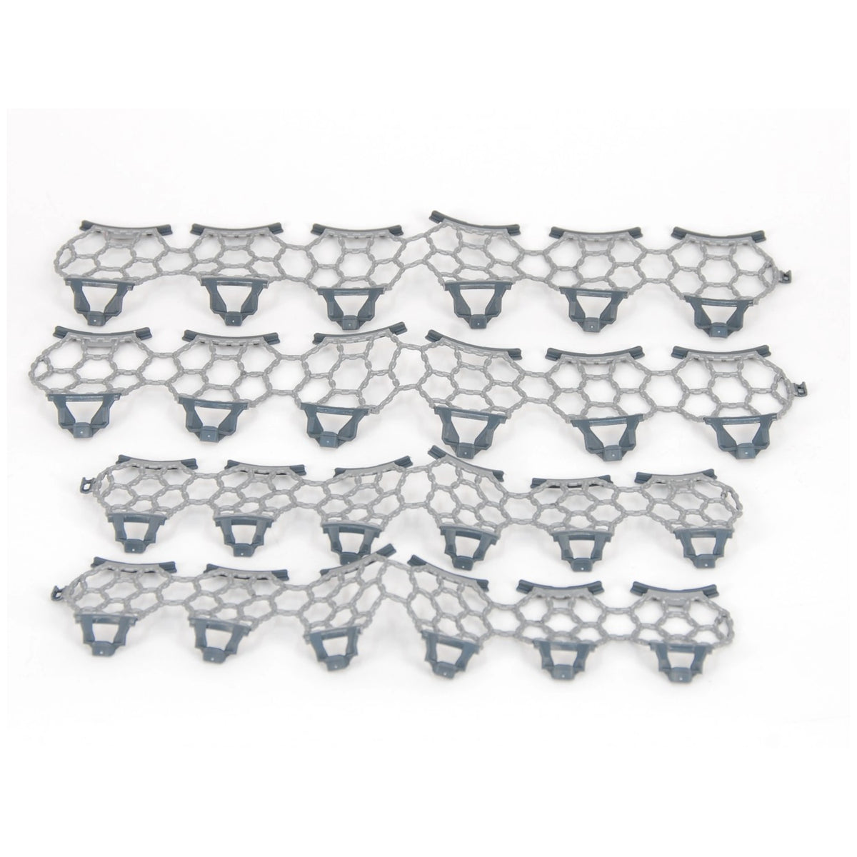 Snow chains set for Claas Axion 950 toy vehicle, featuring interlocking hexagonal gray and black patterns.