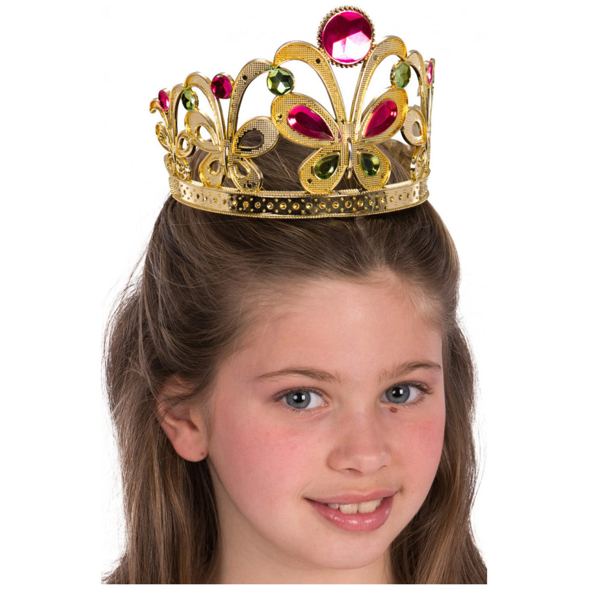 Carnival Toys - Gold Crown With Butterfly Colored Gems For Girls - Pretend Professions And Role Playing