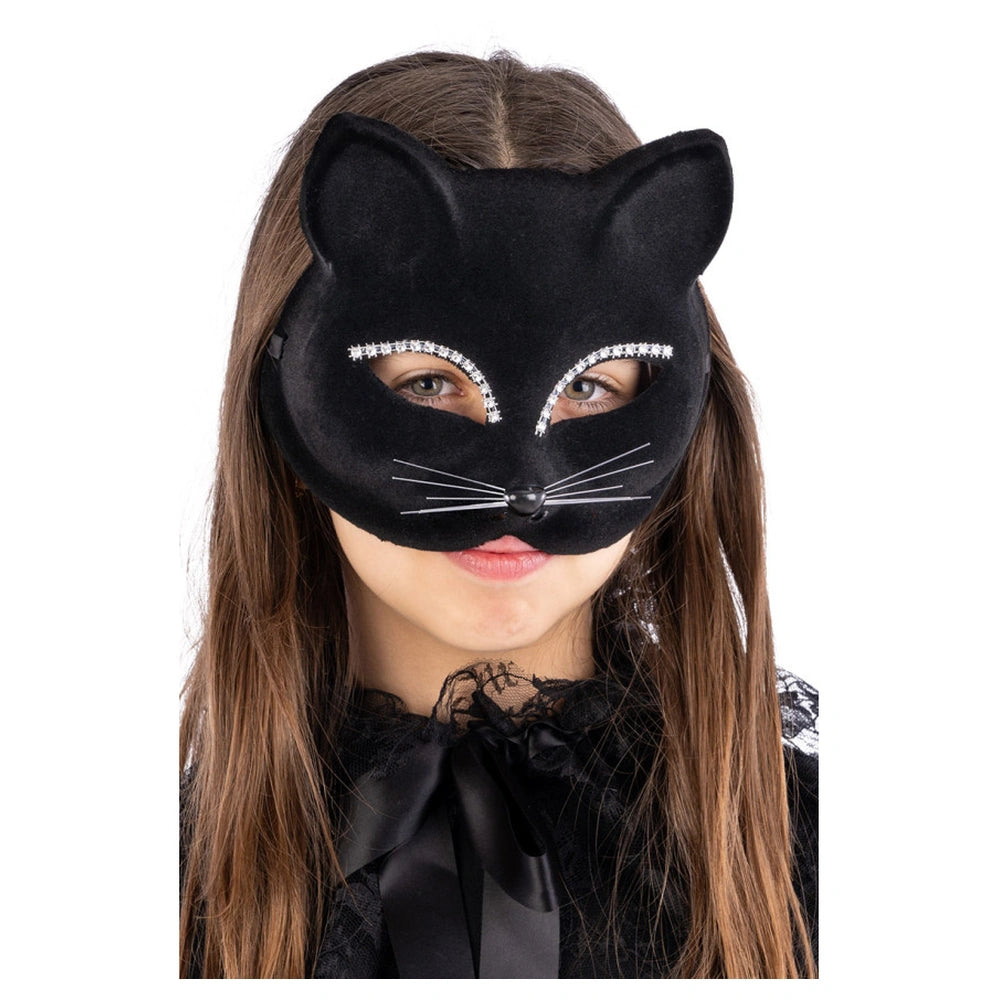 Carnival Toys - Pretend Professions - Velvet Cat Mask - Black - 6+ Years