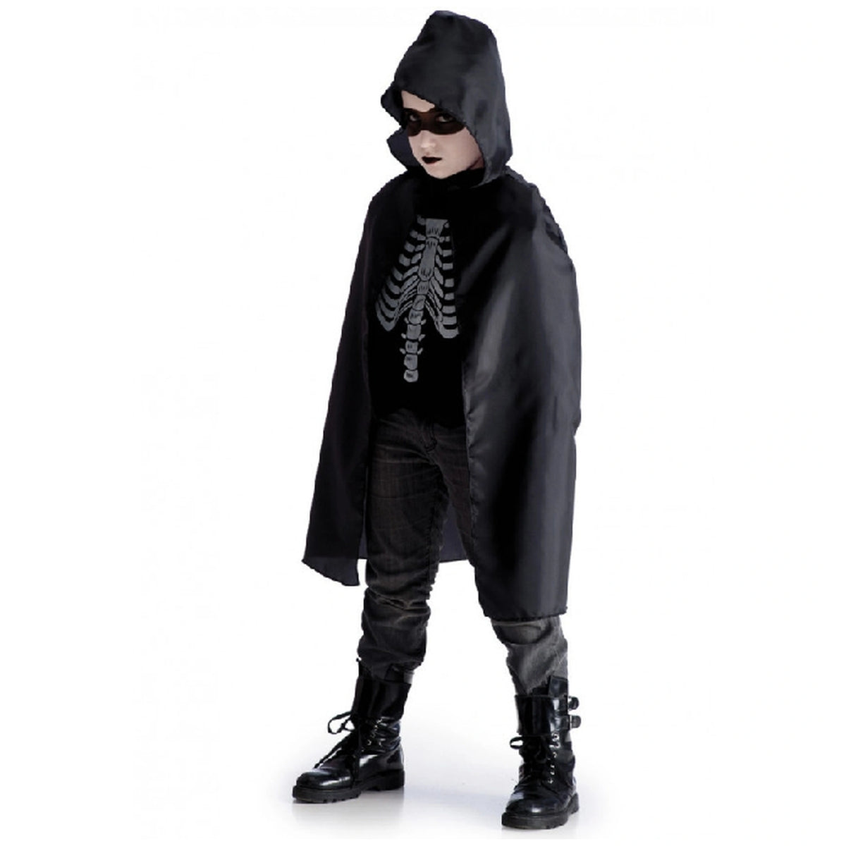 Carnival Toys - Taffettas Black Cape With Hood For Kids 80 Cm Perfect For Dress Up And Role Play - Pretend Professions And Role Playing
