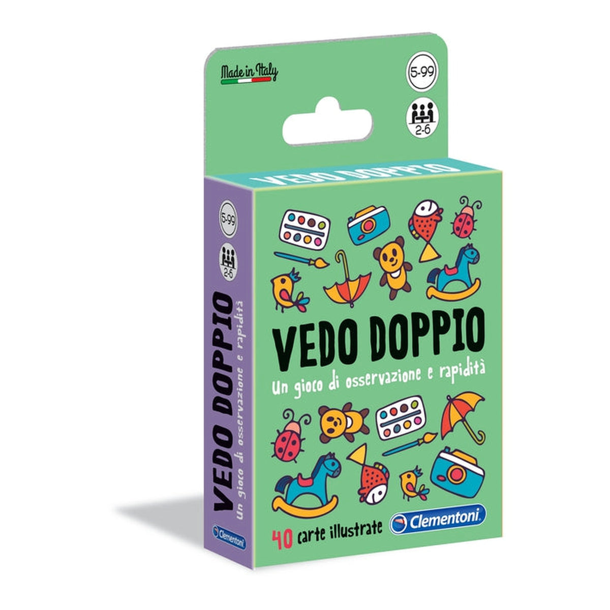 Clementoni - Vedo Doppio Kartenspiele - Italienische Ausgabe