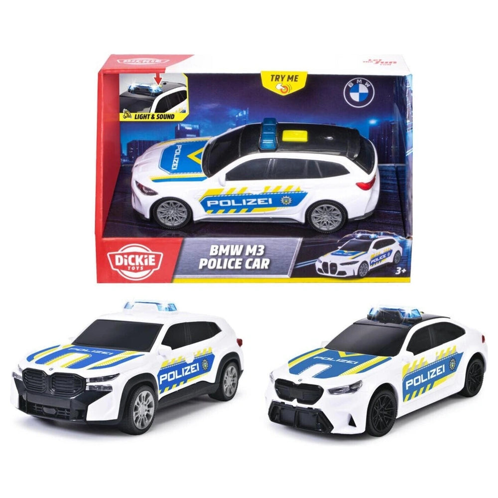 Dickie - Spielzeugfahrzeuge - BMW Polizeiauto - 15cm Licht & Sound - 3-5 Jahre - Einsatzfahrzeug