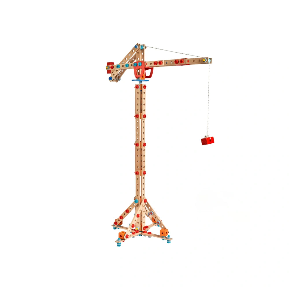 Eichhorn Construct - 2-in-1 Tower Crane and Space Shuttle Construction Set for Kids Ages 6 Years+ - 248-Piece FSC-Certified Wooden Engineering Toy with Interlocking Fasteners and Connecting Blocks