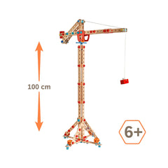 Eichhorn Construct - 2-in-1 Tower Crane and Space Shuttle Construction Set for Kids Ages 6 Years+ - 248-Piece FSC-Certified Wooden Engineering Toy with Interlocking Fasteners and Connecting Blocks