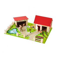 Eichhorn - Holzbauernhof mit Zubehör - 20 Teile - Spielsets - Spielsets