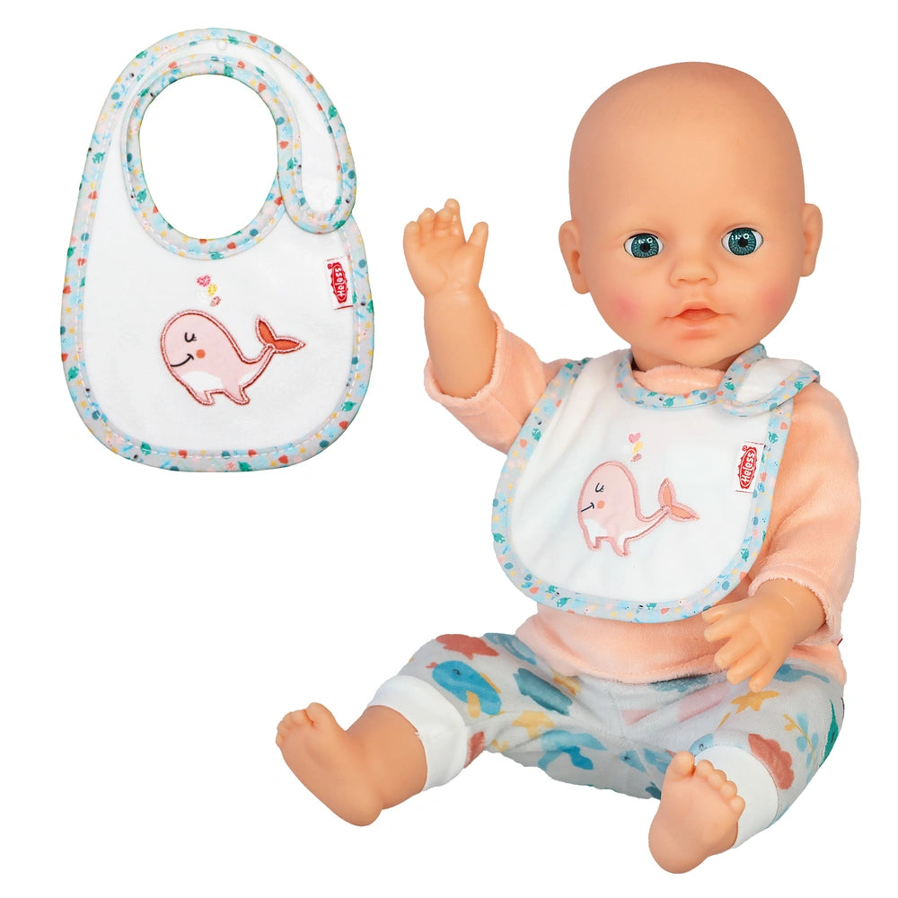 Heless - Puppen - Wal Bobby Puppe Lätzchen - Weicher Velours - 18M+ - Einfache Befestigung