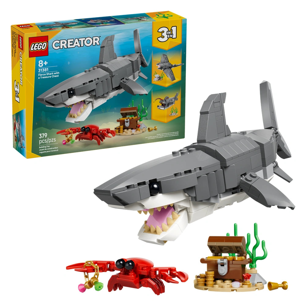 LEGO - Creator 3 in 1 Fierce Shark mit einer Schatztruhe - Konstruktionsspielzeug