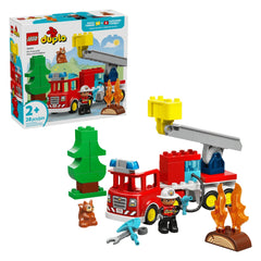 LEGO - DUPLO Feuerwehrauto mit Schlauch und Feuerwehrmann - Konstruktionsspielzeug