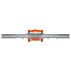Gray train bridge with orange supports and tracks, designed for LEGO® DUPLO® sets, elevating playtime adventures for toddlers.