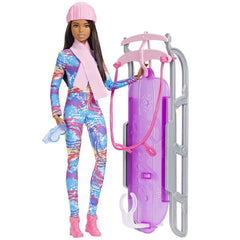 Mattel - Barbie Winter Sports Doll on Sleigh - Dolls Playsets Toy Figures