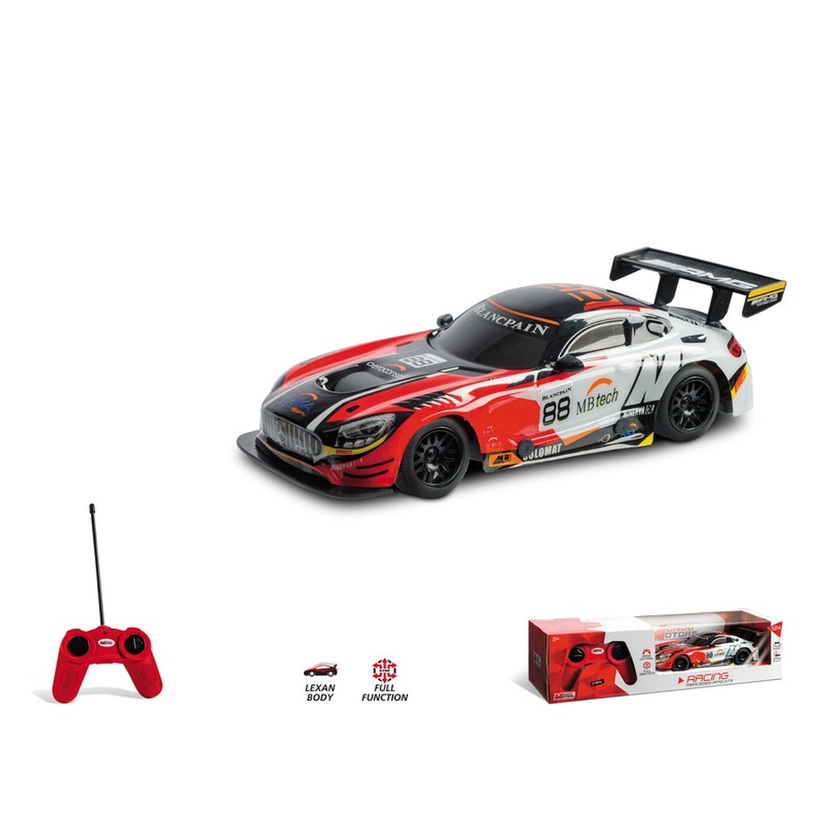 Mondo - Mercedes AMG GT3 Rennfahrzeug mit Funksteuerung 2,4 GHz 1:24 Vollfunktion mit Lexan-Karosserie - Spielzeuge Fahrzeuge