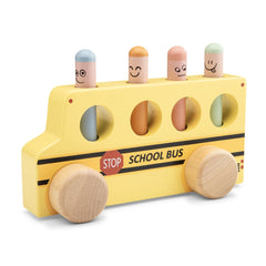 New Classic Toys - Baby Activity Toys - Wooden Pop-Up School Bus - 24M+ - STEM Learning