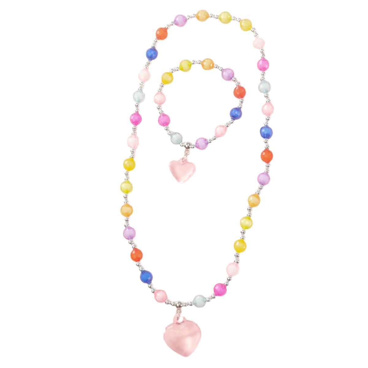 Nice - Colorful Hearts Necklace And Bracelet Set - Jewelry