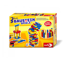 Noris - 3 bunte Bauklotzspiele - Brettspiele - Internationale Ausgabe - Brettspiele