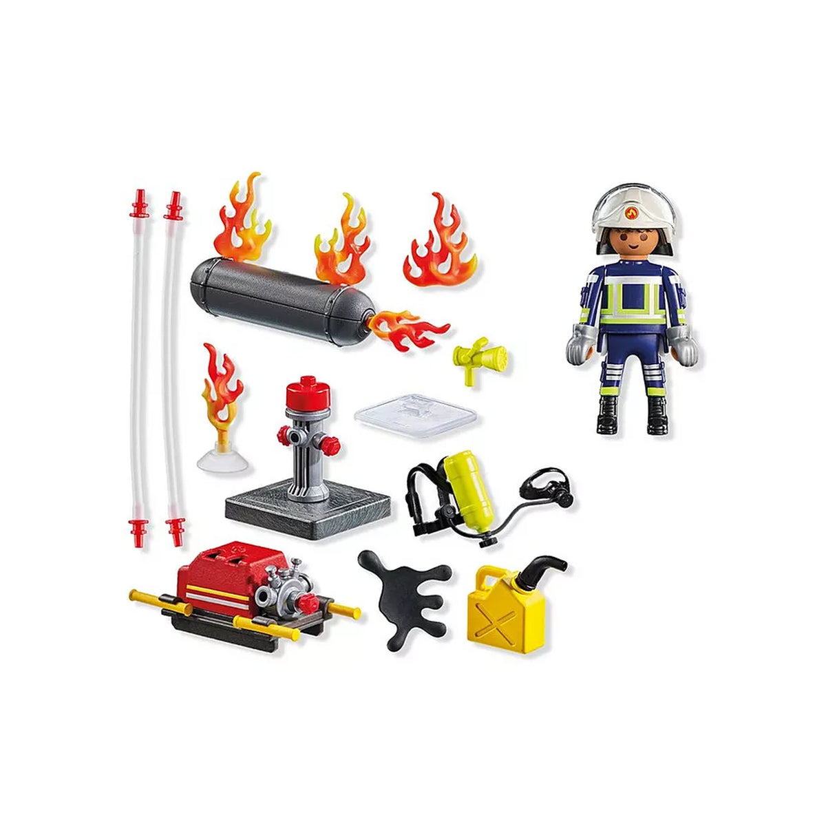PLAYMOBIL - Firefighter-with-Water-Pump - Toy-Playsets