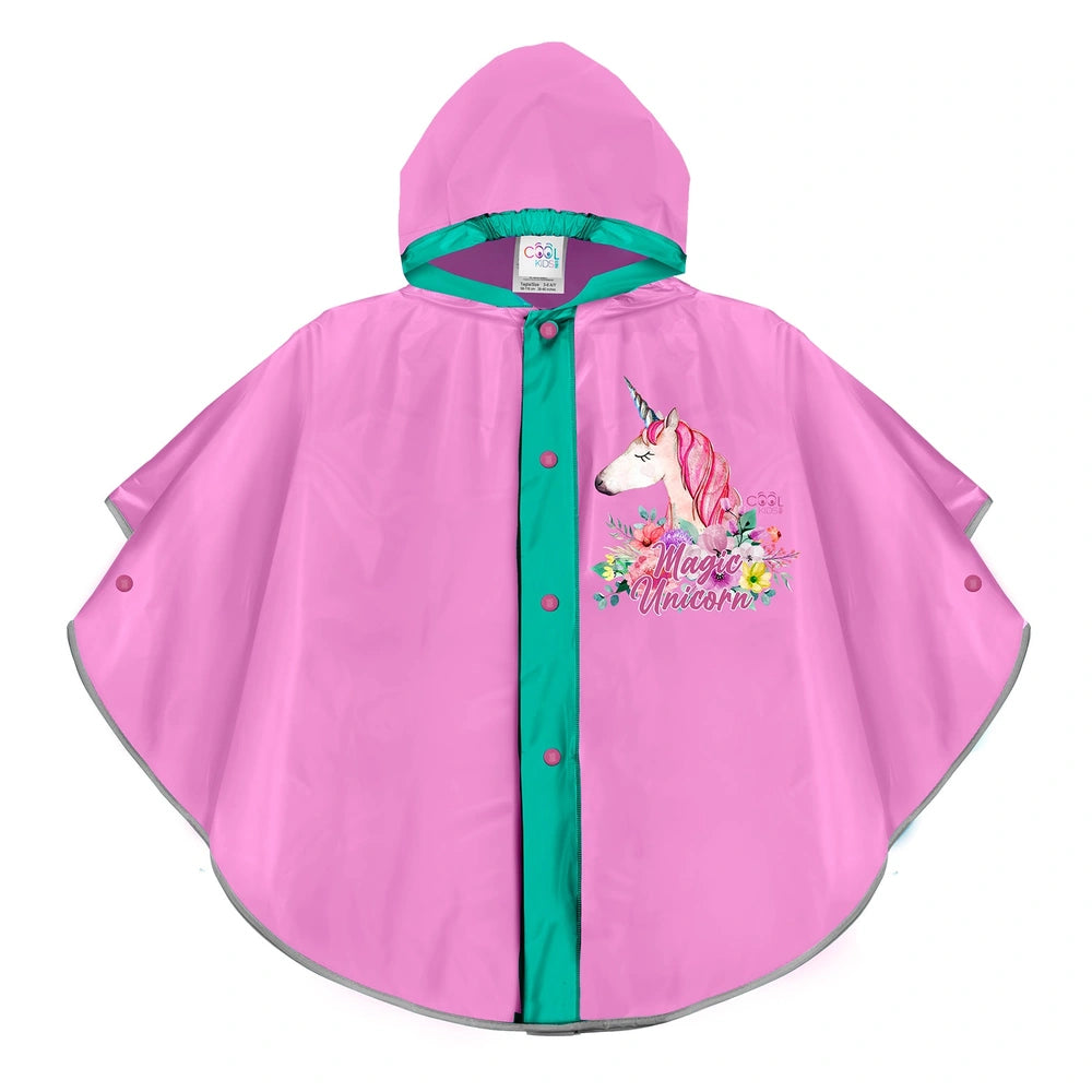 Perletti - Ponchos - Magic Unicorn Rain Poncho - Reflective - 3-6 Yrs - Girls