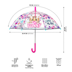 Perletti - Rain Umbrellas - Funny Cat Dome Umbrella - 3-6 Years - Windproof