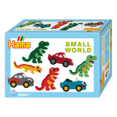 Pet Hama Bügelperlen Set - Dino und Auto 2000 Stück.