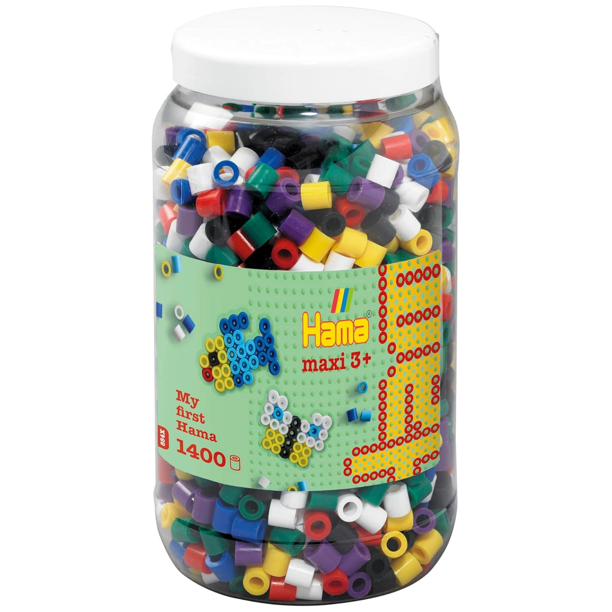 Pet Hama Bügelperlen Maxi im Topf - Mix Standard (00) 1400 Stück.