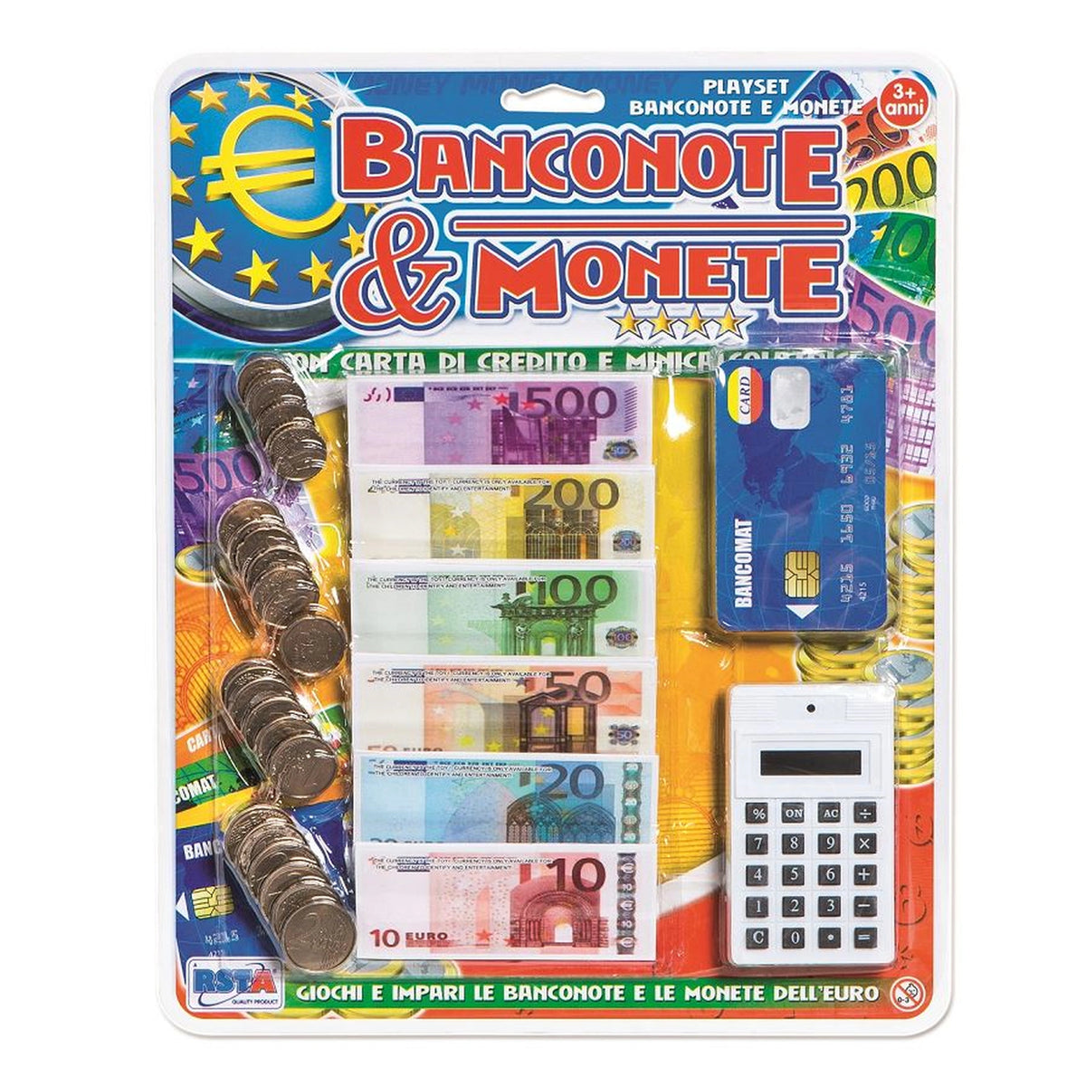 RS Toys - Banknotes and Coins Mini Calculator Credit Card Set - Pretend Professions Role Playing