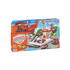 RS Toys - Feuerwehrstation Spielset mit Hubschrauber und 3 Einsatzfahrzeugen - Spielzeugspielsets