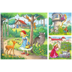 Ravensburger - Märchen - Rapunzel, Rotkäppchen & Der Froschkönig - 3x49 Teile - Puzzles