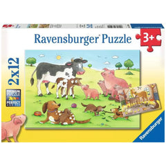 Ravensburger - Happy Animal Families - 2x12 Pieces - Puzzles