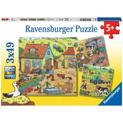 Ravensburger - Viel los auf dem Bauernhof - 3x49 Teile - Puzzles