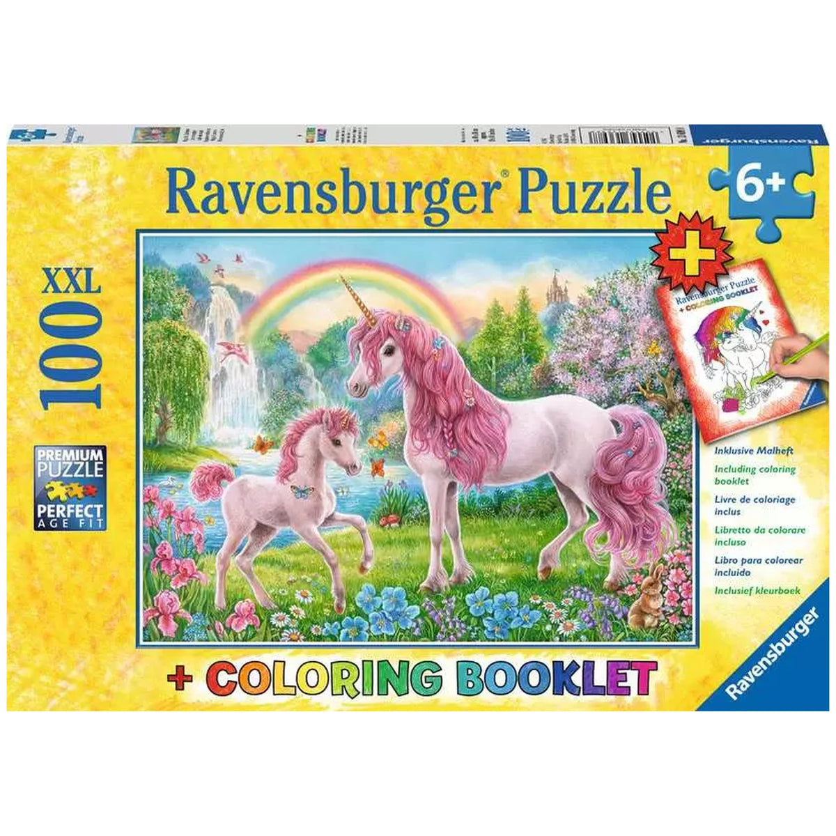 Ravensburger - Magical Unicorns - 100 Pieces - Puzzles And Colouring Booklet