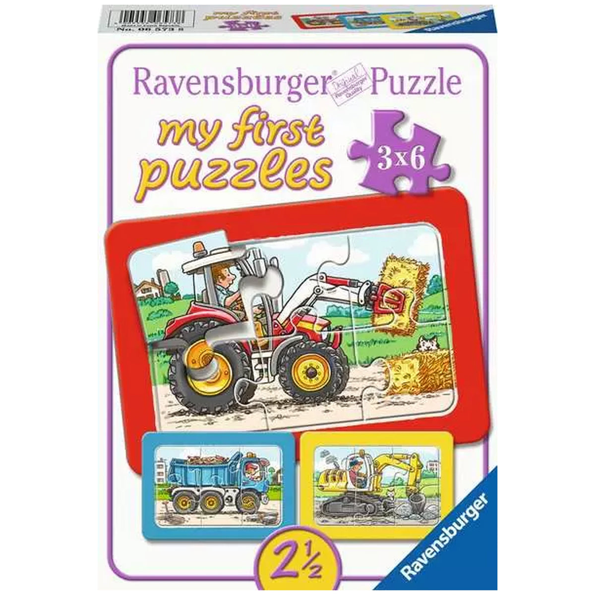 Ravensburger - Meine ersten Puzzles - Bagger, Traktoren und Muldenkipper - 3X6 Teile - Puzzles