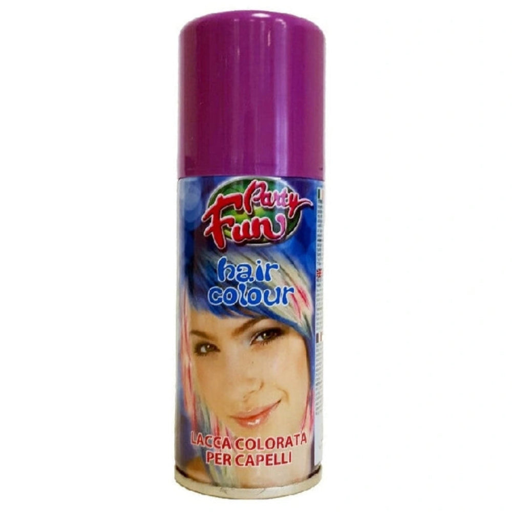 Can of Party Fun hair color spray with a purple cap on a white background