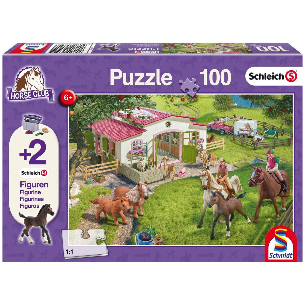 Schmidt Spiele - Schleich Horse Club - Riding School 100 Pcs and 2 Figures - Puzzles