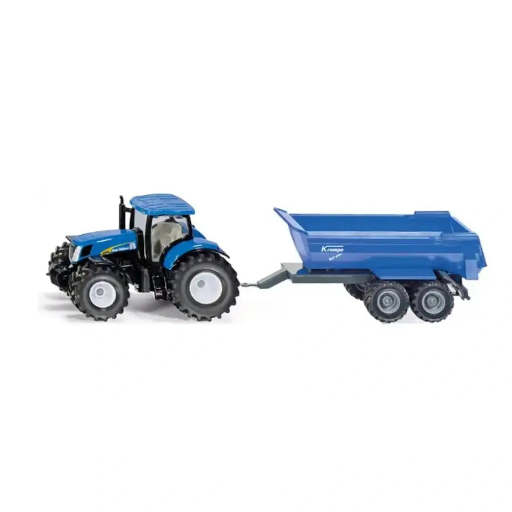 Siku - Spielfahrzeuge - New Holland T7070 Traktor mit Kippanhänger - 3 Jahre - Robustes Metall