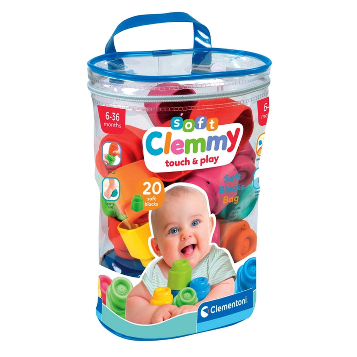 Soft Clemmy - Touch And Play 20 weiche Bauklötze Tasche Baby Aktivspielzeug