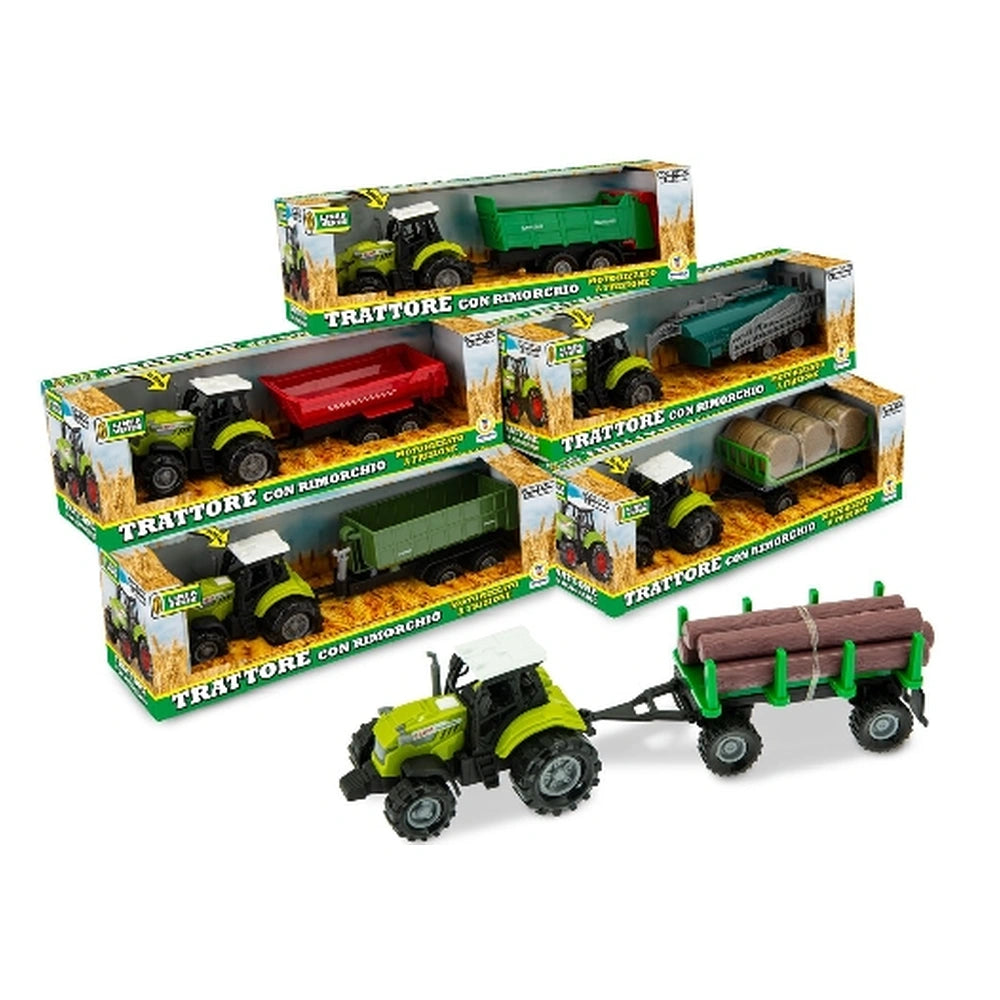 Teorema - Play Vehicles - Friction-Powered Farm Tractor with Trailer - 3 Years - Interactive Lights