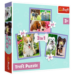 Trefl - 3 Puzzles in 1 - Adorable Puppies - Puzzles Age +3 - TRF34854