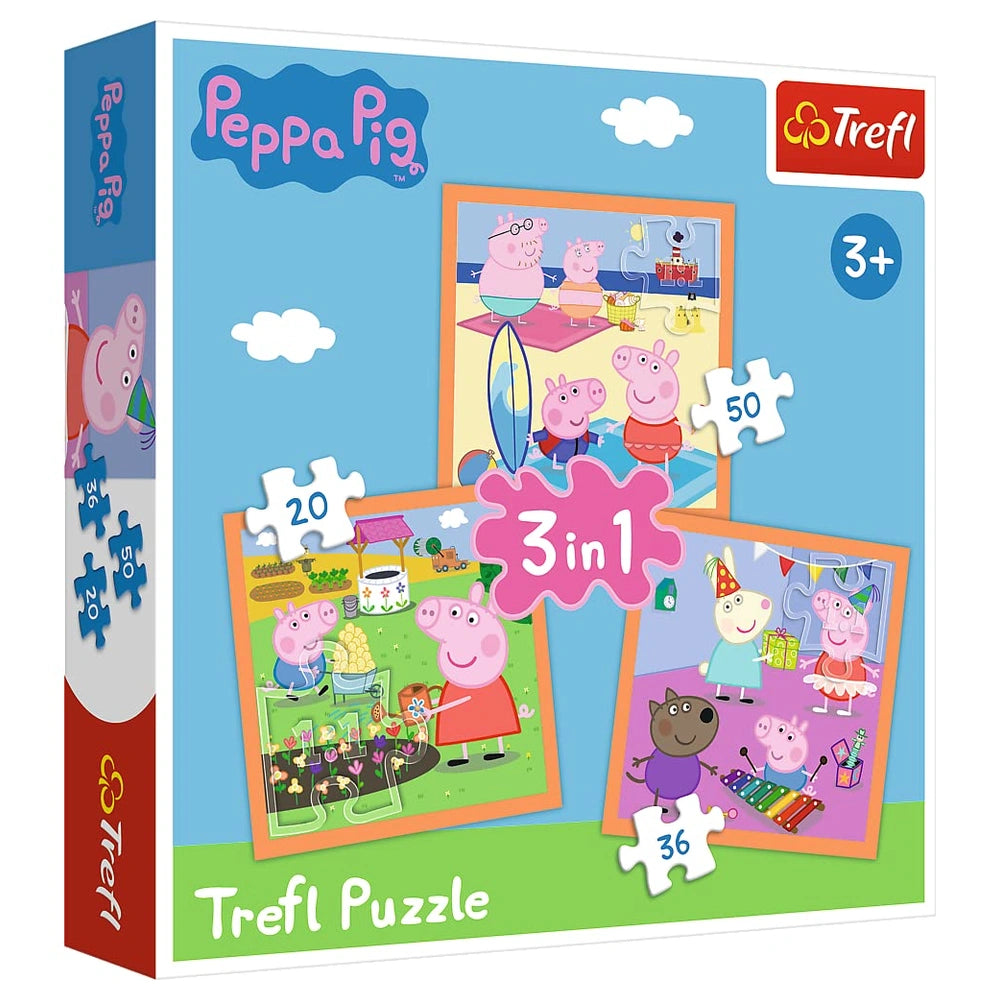 Trefl - 3 Puzzles in 1 - Peppa Pig - Puzzles Age +3 - TRF34852