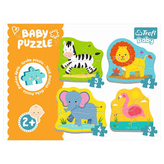 Trefl - 4 Puzzles in 1 Shaped Puzzle - Baby Classic Safari Animals - Puzzles Age +2 - TRF36073
