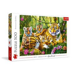 Trefl - 500 Piece Puzzle - Family of tigers - Puzzles Age +10 - TRF37350