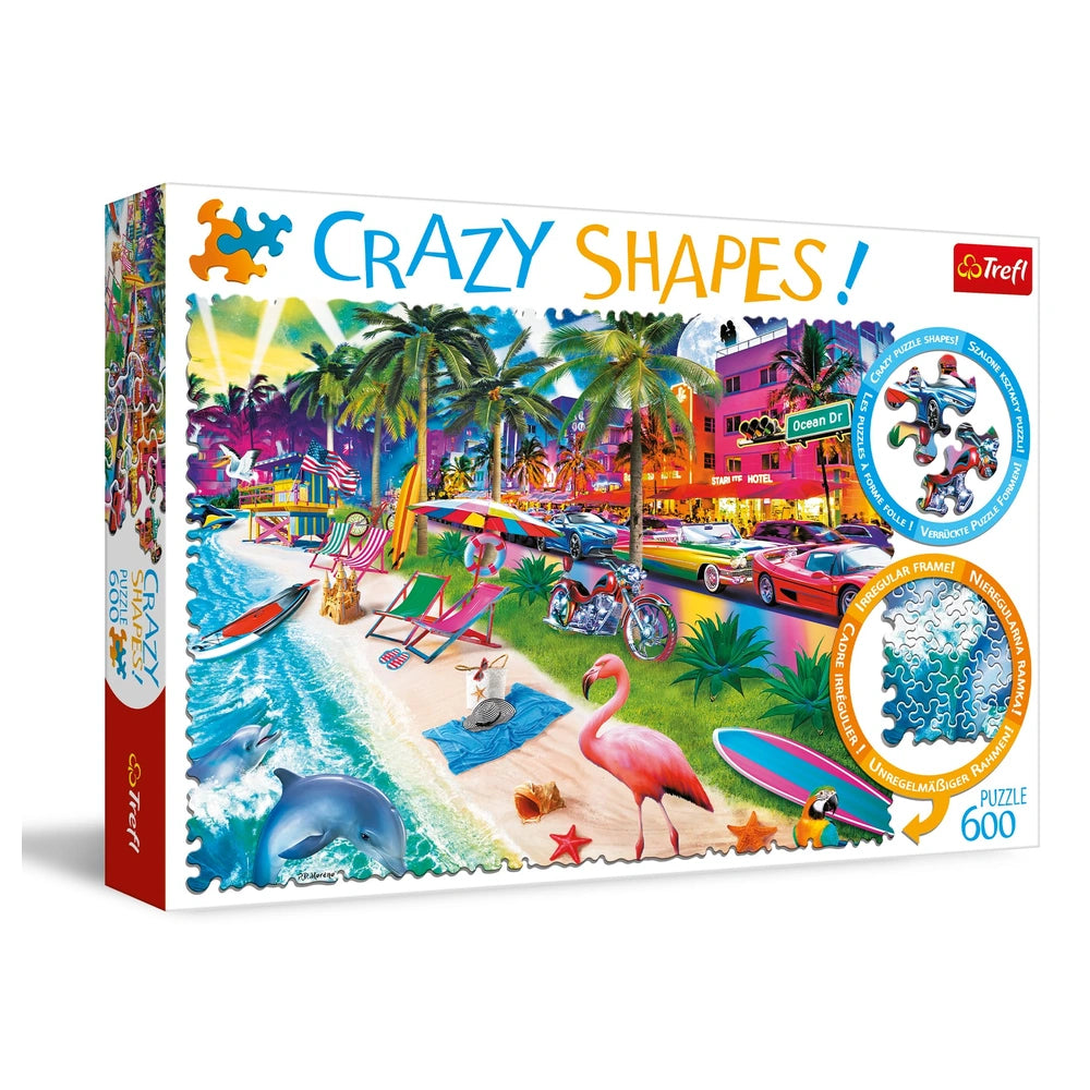 Trefl - Crazy Shapes 600 Piece Puzzle - Miami Beach - Puzzles Age +10 - TRF11132