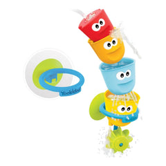 Yookidoo - Fill 'N' Spill Action Cups Bath Toy for Ages 8 Months+ - Premium 4-Piece STEM Stacking Tumbler Set with Suction Cup Holder and Water Pouring Effects