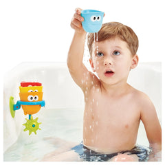 Yookidoo - Fill 'N' Spill Action Cups Bath Toy for Ages 8 Months+ - Premium 4-Piece STEM Stacking Tumbler Set with Suction Cup Holder and Water Pouring Effects
