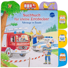 ARENA Search Book for Little Explorers features vibrant emergency services illustrations appealing to young readers.