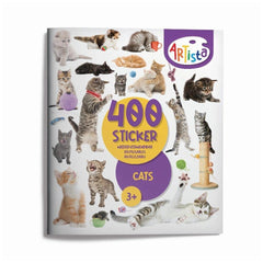 SEO alt text: "Artista Cat Sticker Book - Italian Edition for arts & crafts, featuring adorable cat illustrations.