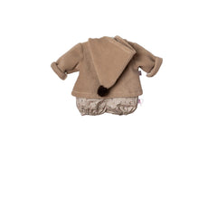 ASI Dolls outfit for 36cm doll features a soft, light brown onesie with a large hood and convenient back flap.