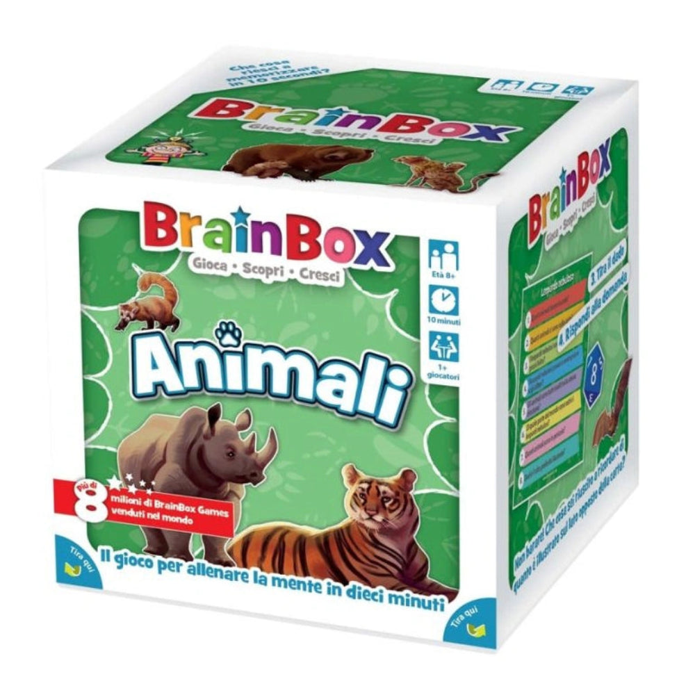 BrainBox Animali game box with animal illustrations on a white background